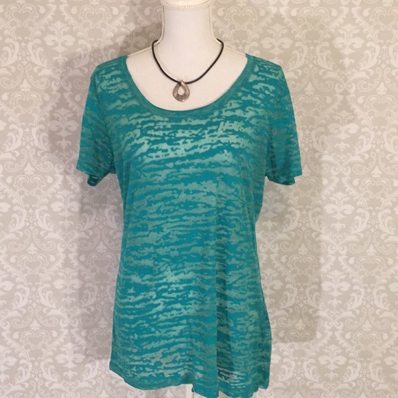 Indigo Tops - 3/$20{Indigo by Great Northwest} Green BurnOut Tee